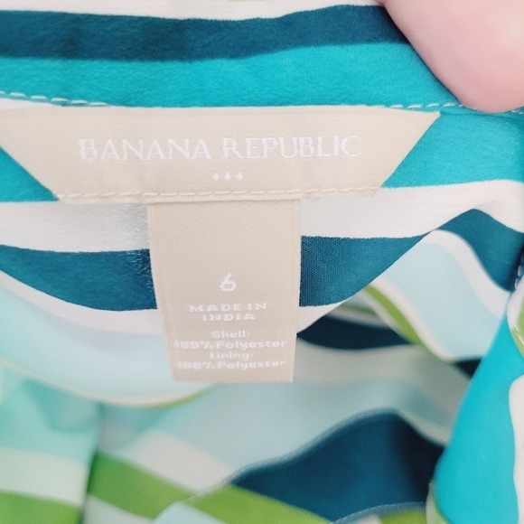 Banana Republic Green Multi-shade Striped Belted‎ Dress Size 6 - Picture 4 of 7